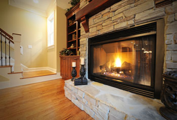 burning fireplace image
